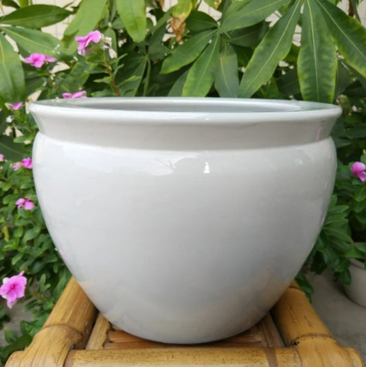 Pure Solid Grey White Fish Bowl Modern Ceramic Fish Tank Porcelain Ceramic Pot Chinese Fish Bowl Planter Table Decorations Bowls
