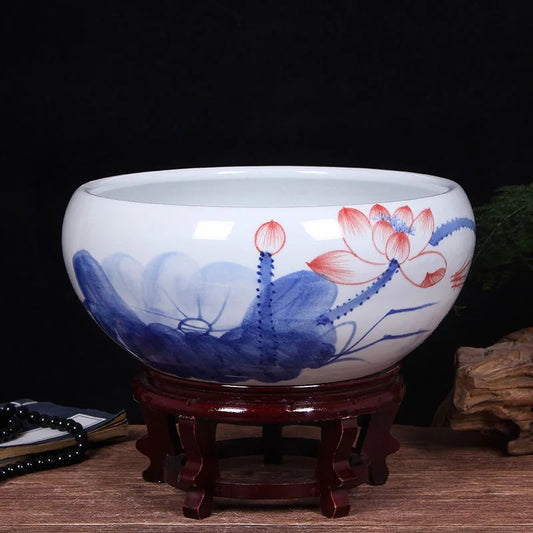 China Ceramic Planter Bowls for Aquarium, Chinese Design Fish Bowl, Aquariums Fish Tank Stand, Aquarium Decorations