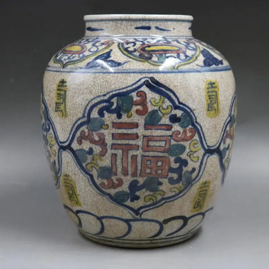 Ming Blue and White Glaze Red Ceramic Vase Pot Jar Hand-Painted Vase Pottery Bowl Vase Porcelain Home Decoration