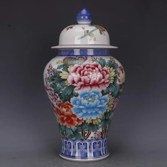 Qing Qianlong Rose Chinese Lidded Vase Antique Chinese Famille Rose Vase Old Ceramic Vase With Flower Design