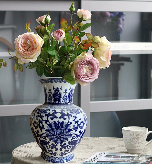 Blue And White Large Chinese Vases Boutique Planter Ceramic Modern Antiques And Vases 30cm